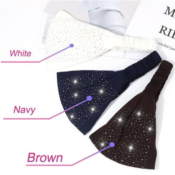 Wide Rhinestone Headbands Sparkly African Head Wraps Bling Head Scarf Motorcycle - Picture 2 of 8